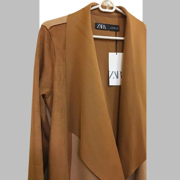NWT ZARA Faux Suede Wrap Coat, Sz S - Picture 3 of 6